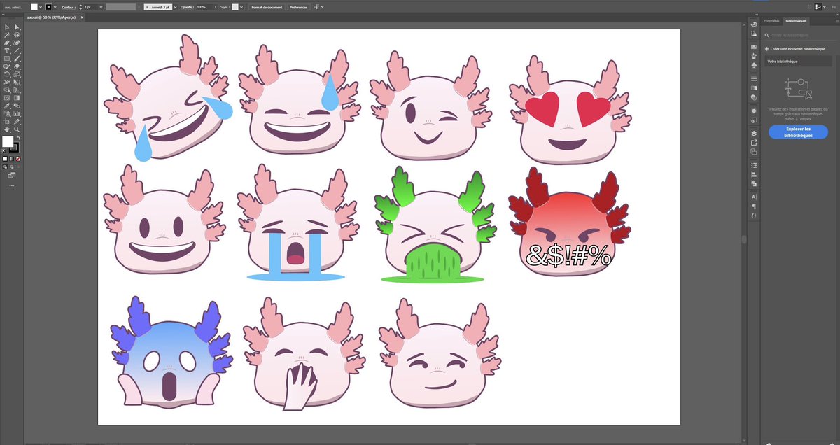 GaraniLeny's tweet photo. Quand on te demande des emojis axolotl pour une chaîne YouTube et discord #axolotl #minecraft #dessin #dessinvectoriel #emoji https://t.co/hmbDZJ67QG