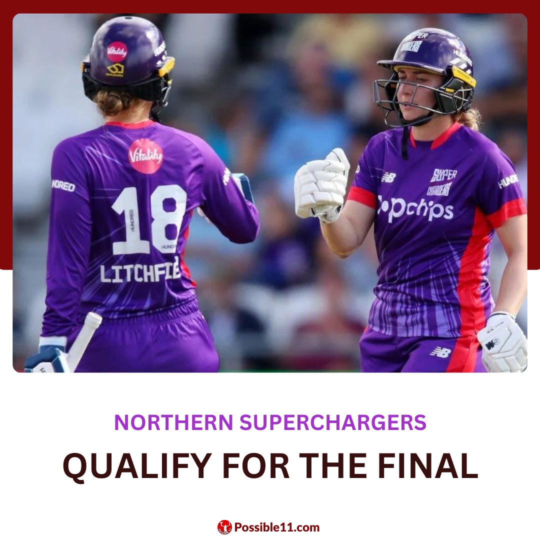 Northern Supercharges are heading  through to #TheHundred final

#Possible11 #Cricketupdates #NorthernSuperchargers #Final