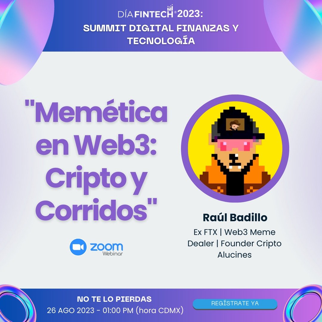 bairorb's tweet photo. Los espero en mi charla para @DiaFintech, dentro de una hora. Regístrense en https://t.co/nKOXM6nIlx y se pueden ganar un NFT :) https://t.co/nHkR8lHGUj