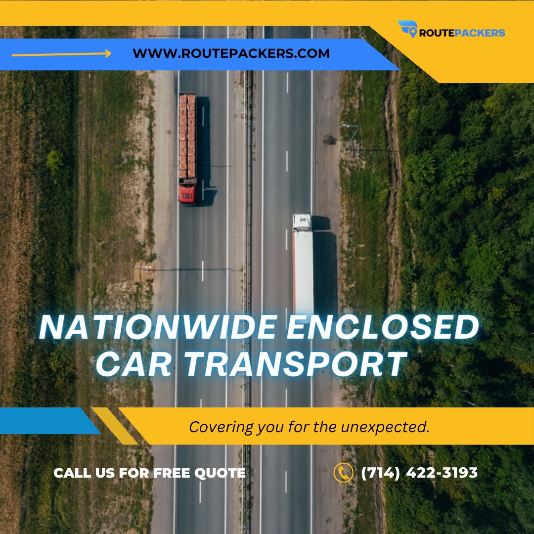 RoutePackersLLC's tweet photo. Distance is no barrier when it comes to delivering your vehicles safely. Our enclosed transport network spans across the nation, ensuring that your cars are transported securely, no matter the destination. #NationwideTransport #CarShippingSolutions https://t.co/COTSHisQxP