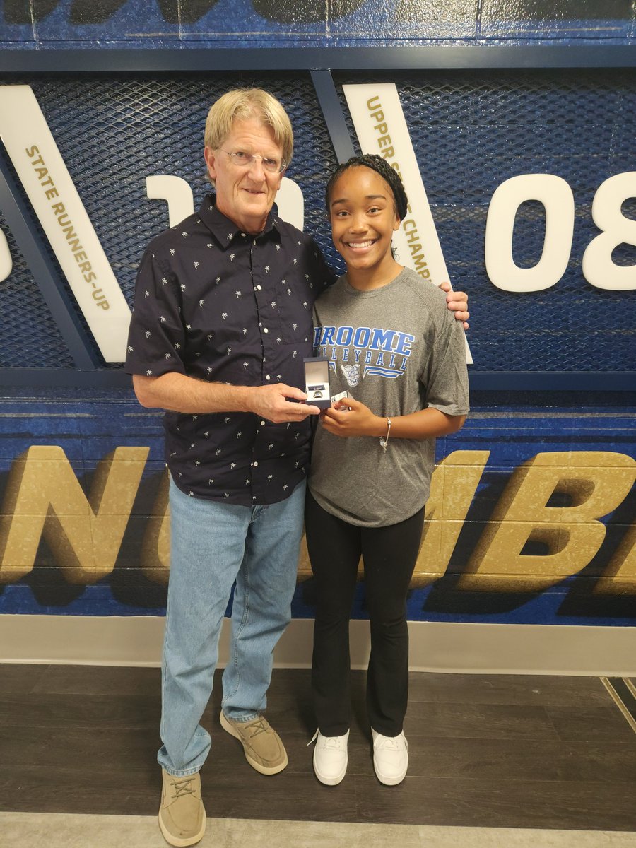 broometrack's tweet photo. Our girl Shamya got her bling today for winning the Triple Jump at the 3A State Track meet!!!  Official presentation on Oct 20 at halftime of the Broome football game!  Now let's add some more to those other fingers! 💍💎💪🎉 https://t.co/AskrEcD10p