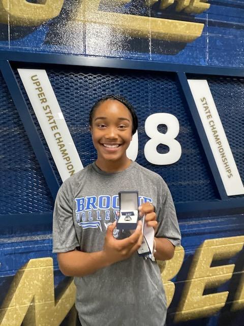 broometrack's tweet photo. Our girl Shamya got her bling today for winning the Triple Jump at the 3A State Track meet!!!  Official presentation on Oct 20 at halftime of the Broome football game!  Now let's add some more to those other fingers! 💍💎💪🎉 https://t.co/AskrEcD10p