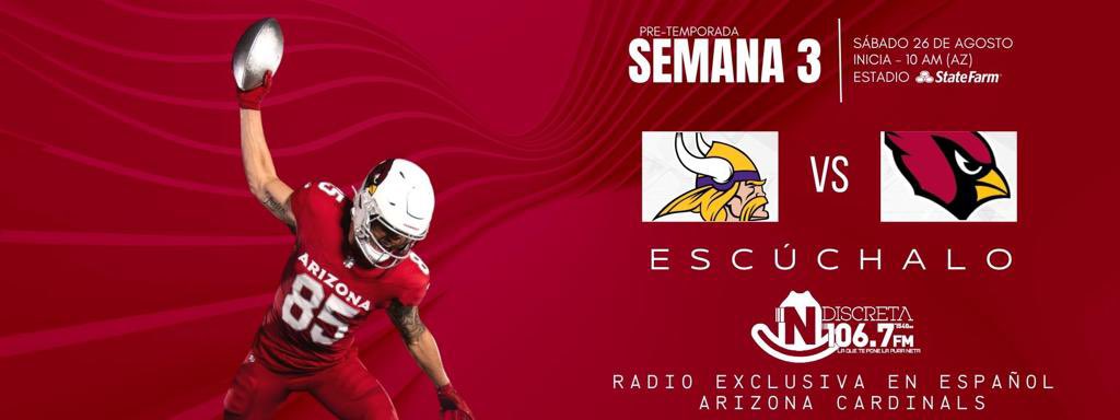 FmIndiscreta's tweet photo. @AZCardinals escucha todos su juegos por tu 106.7 https://t.co/vaaYOqPAZo 

#radiolife #impowermedia   #laimdiscretaradio #laindiscretafm #trending #arizonacardinals #juegosenvivo https://t.co/ZJYrbDIOPe