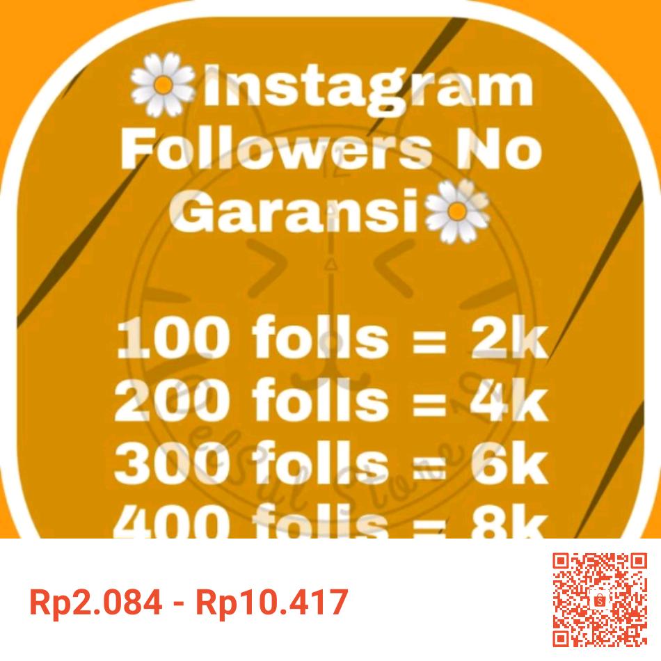 DelSulStore12's tweet photo. Saya menjual Followers Instagram Pasif No Garansi seharga Rp2.084 - Rp10.417. Dapatkan produk ini hanya di Shopee! https://t.co/bwdT4pPhyc #ShopeeID #zonauangᅠ https://t.co/KVOsAy6kQO
