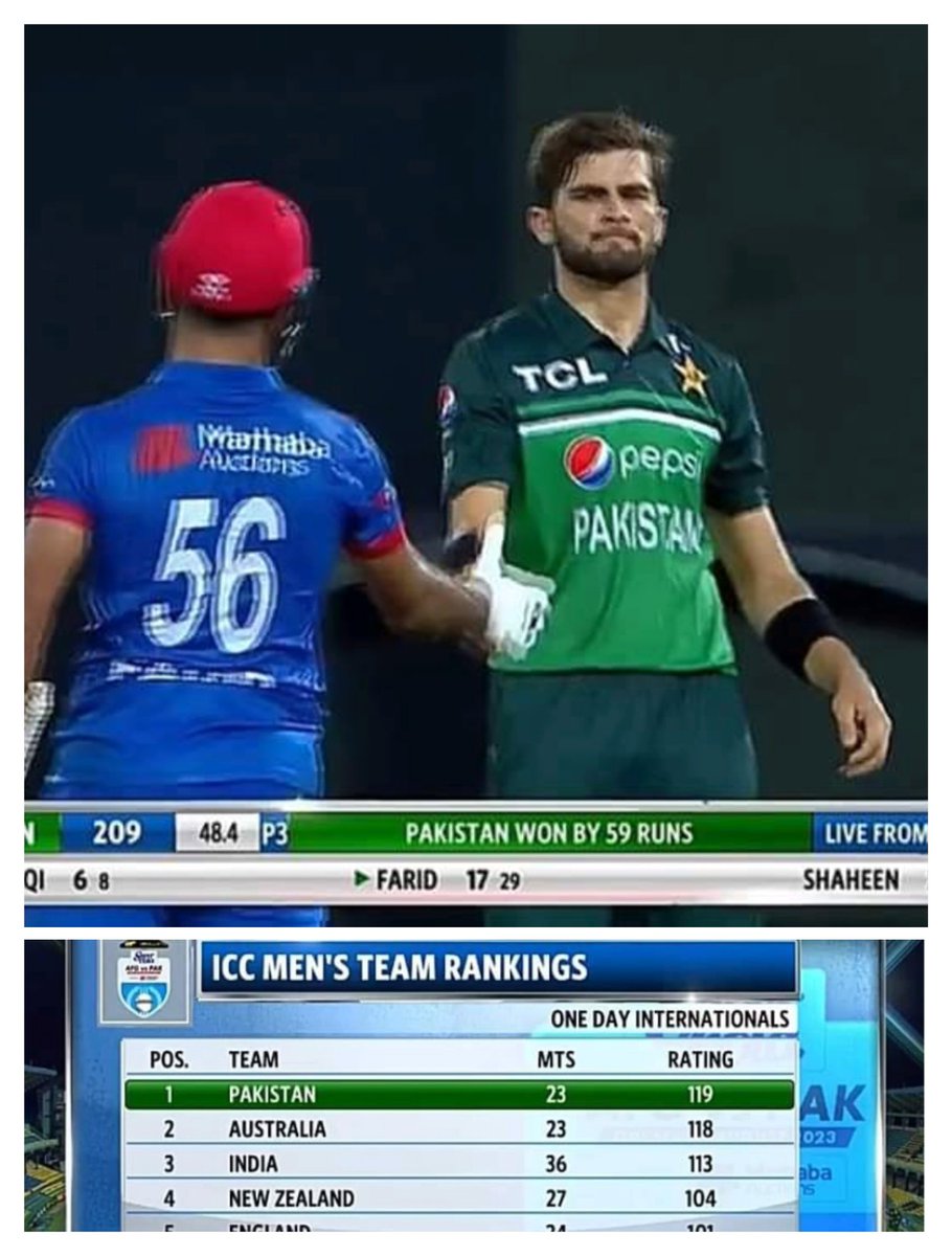 SyEd_NiSaR512's tweet photo. That's It
Congratulations ❤️
Pakistan on Top Now 👏👏
King and His Team On Top 👑👏
#BabarAzam
#imrankhanPTI
#blackout
#PakvsAfg2023 https://t.co/LIsssHxMP8