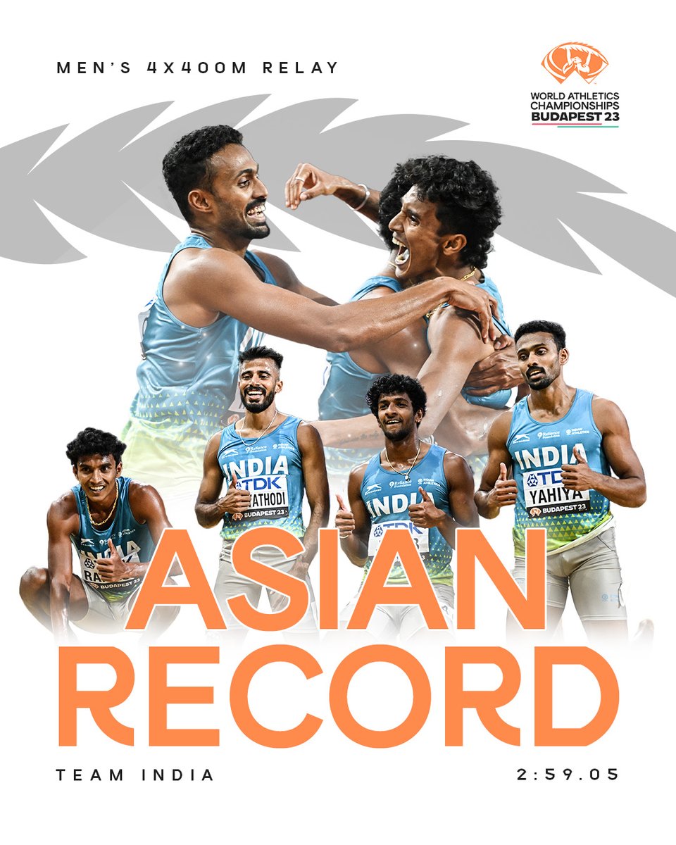 Who saw this coming 😳 India punches its ticket to the men's 4x400m final with a huge Asian record of 2:59.05 👀 #WorldAthleticsChamps