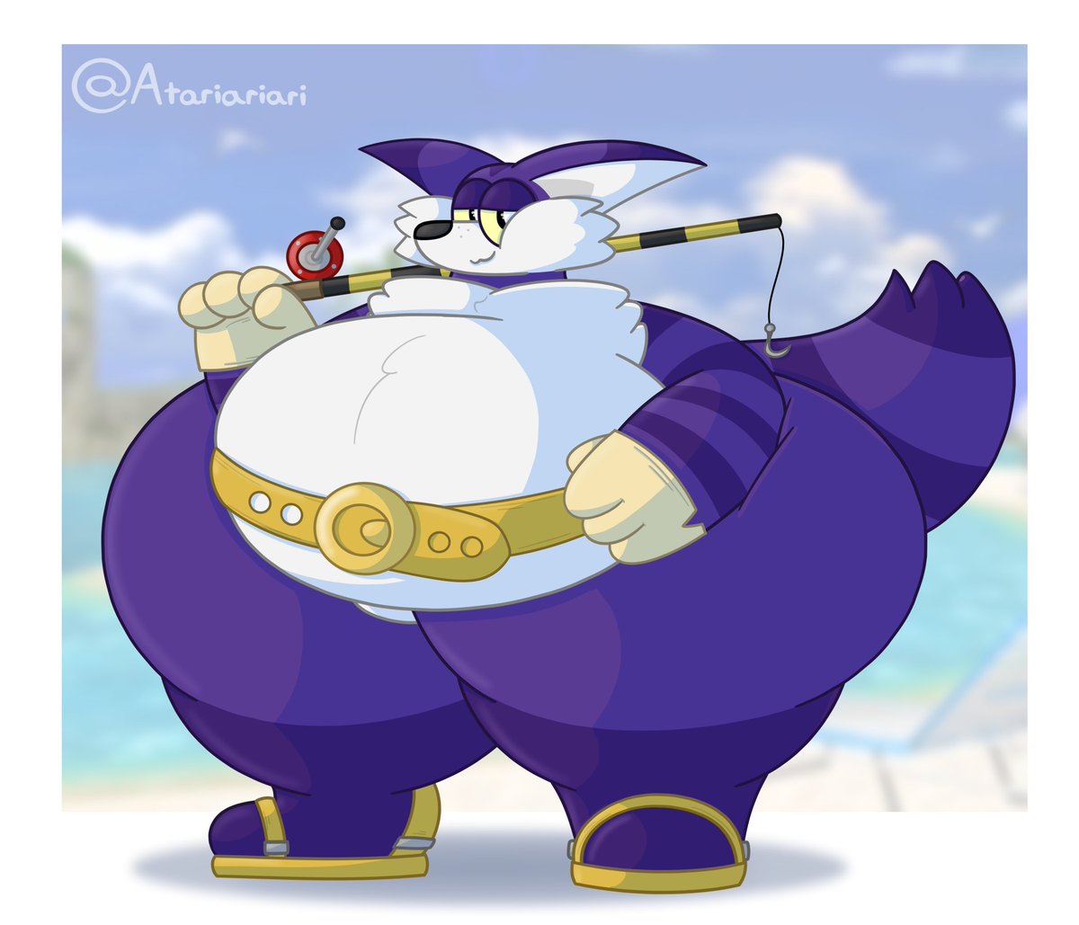 Atariariari's tweet image. Went and drew Big the Cat! He&apos;s a funny feline :)