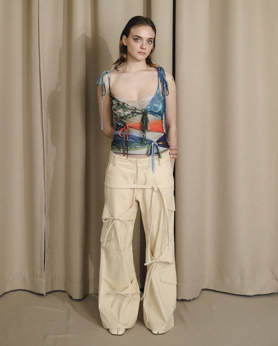 maia is wearing

- lirika matoshi bows on cargo pants (similar color pictured)
   • $250

🔗 lirikamatoshi.com/products/bows-…