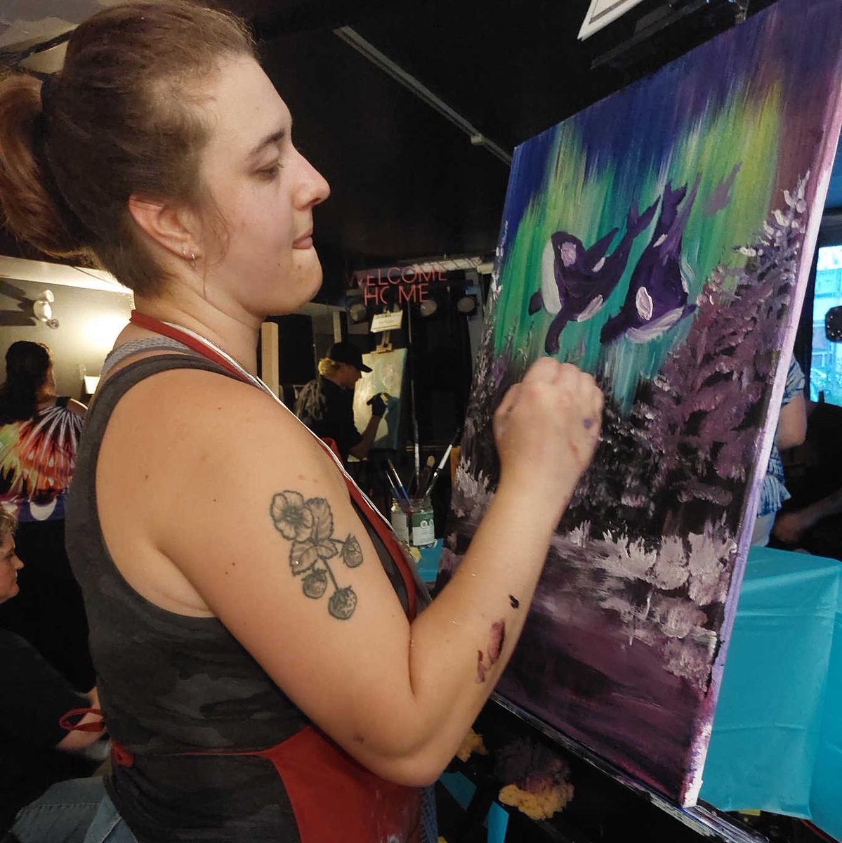 studio_gillian's tweet photo. Thank you to everyone who came out to support me at #artbattle 
We had such a great turn out and I had lots of fun. I made it to round two this time @gate_waytothearts and @nicksplaceforus will be hosting again soon!
#art #painting #paintnight #artbattlenorthbay #acrylicpainting https://t.co/9i4F2cE4Et