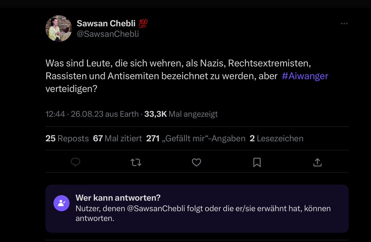 Dumme Frage in die Runde werfen und dann die Kommentarfunktion abschalten, um Antworten zu verhindern. Sawsan Chebli passt wunderbar zur SPD. PS: Aiwanger ist unschuldig