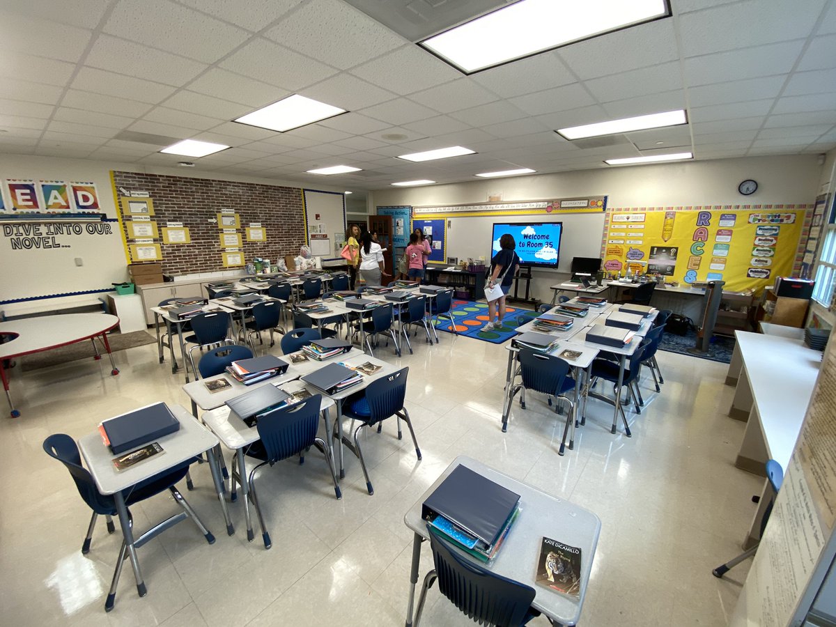 So excited to meet the teacher. Desks are ready, kids are excited, &amp; the parents are ready 😊 too. It’s back to school on Monday! #HISD
