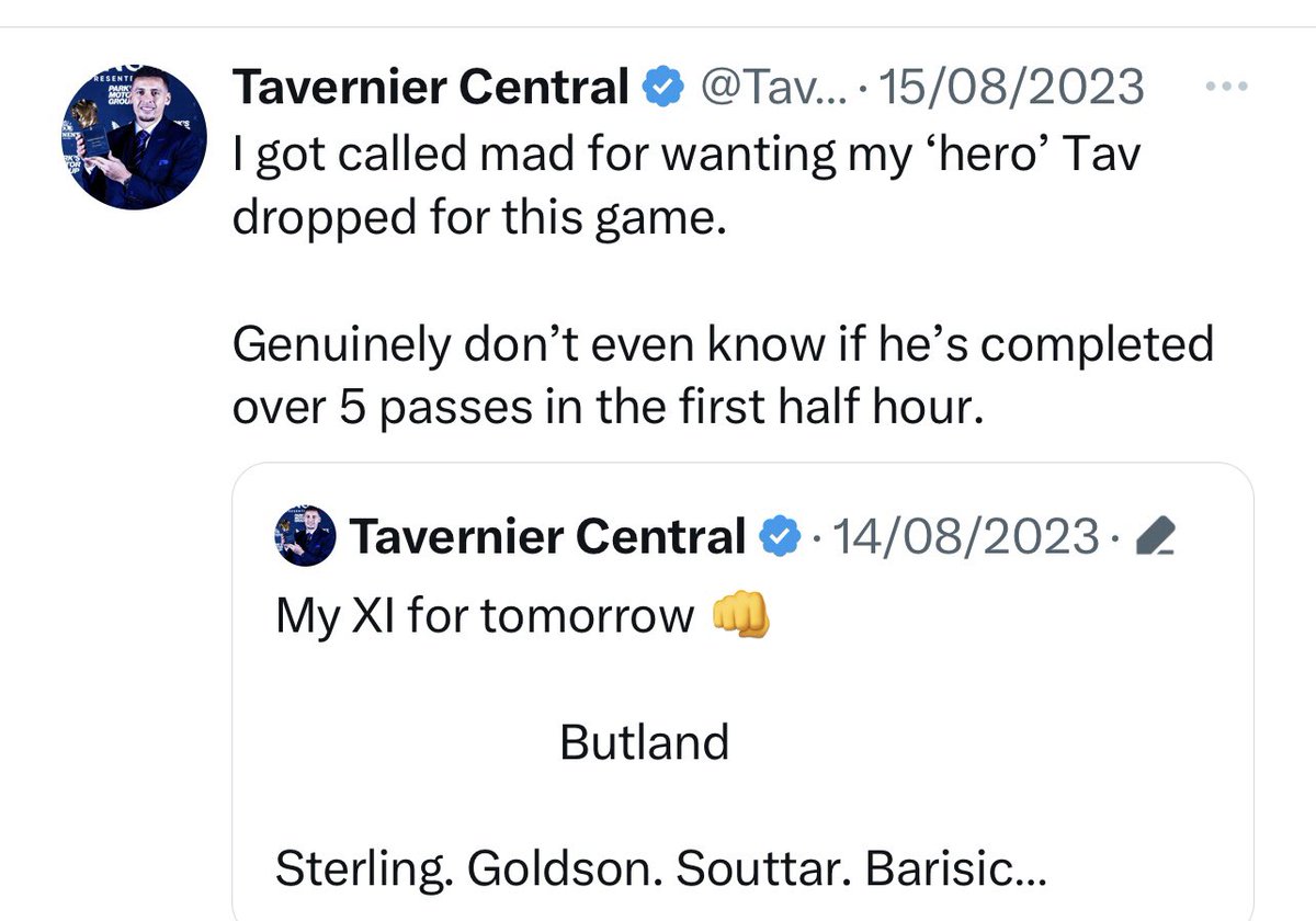 stumrtz's tweet photo. @TavCentral You had him dropped less then 2 weeks ago you absolute donut https://t.co/72N0Vk6ifu