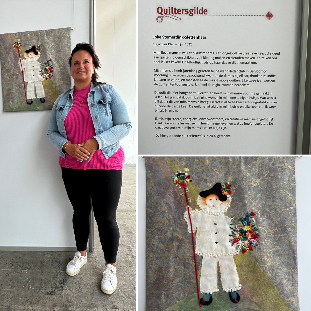 NStemerdink's tweet photo. Vandaag met mijn lieve nicht Bertina een bezoekje gebracht aan de jaarlijkse tentoonstelling van het #Quiltersgilde in #Nijkerk. Een gedeelte van de tentoonstelling is ingericht met #Memoryquilts. Ook een quilt van mijn creatieve mamsie was tentoongesteld. Ongelooflijk trots! https://t.co/XEobtFUk2v