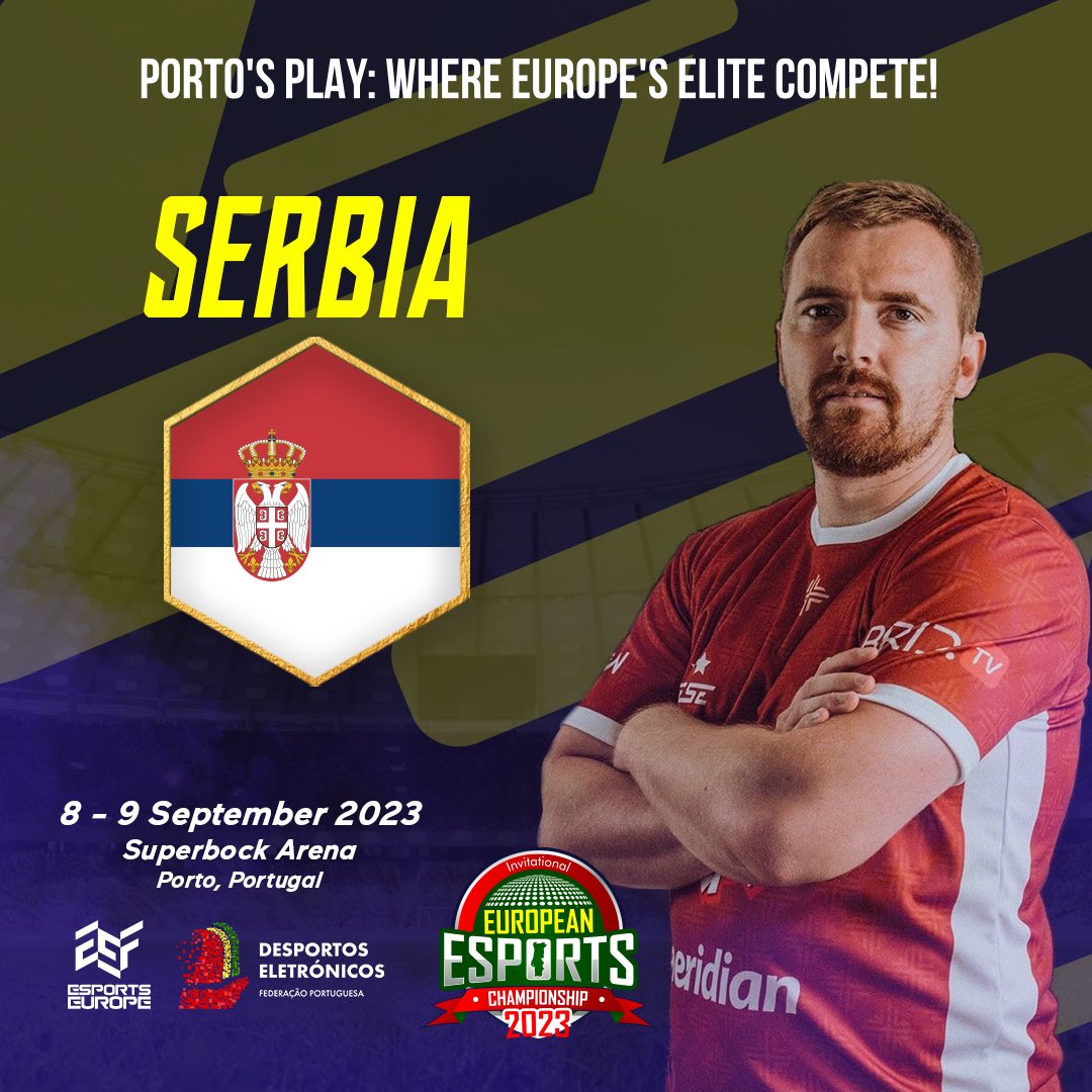 🌟 Team Spotlight 🌟 Today, we're shining the spotlight on Team Serbia! 🇷🇸Known for their incredible coordination and tactical brilliance, the #1 in the EEF ranking is a serious contender for the European Title. #TeamSpotlight #EsportsLegends #EuropeanEsportsChampionship2023