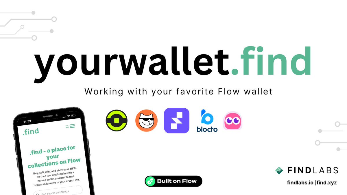 The .find wallet naming service works with your favorite wallet providers offering personlized experiences #onFlow.

Quickly search for your name with our upcoming <a href="/flowdiverIO/">Flowscan</a> platform. 

Be Unique.find