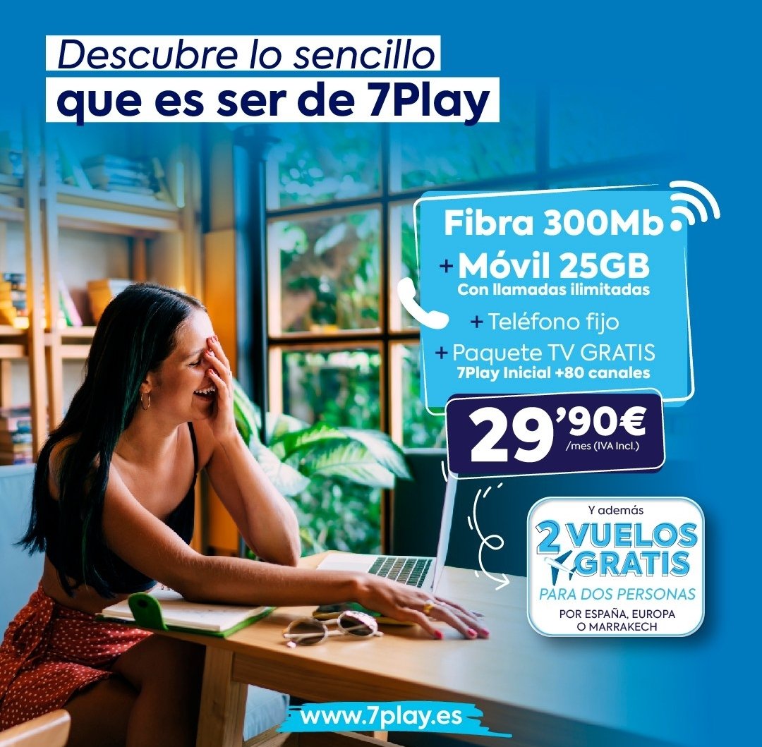 IntroAlovera's tweet image. Por muy poco contrata tu tarifa de fibra+móvil y te llevas 2 vuelos para 2 personas ✈️🧳😎
#Empiezaelcambio #7Play #operador #fibra #movil #introalovera #informatica #comerciolocal