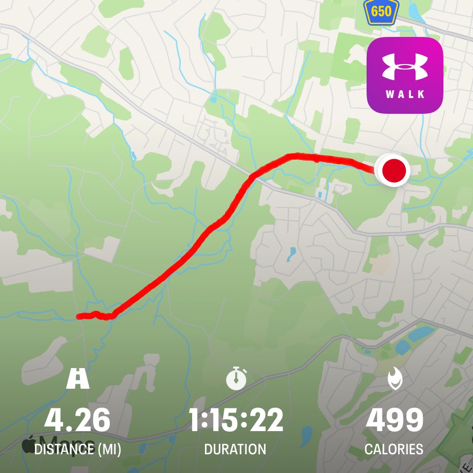 FSSP47's tweet image. Longest hike since Sept of 2020.  4.25 miles Ave pace 17.41.  Yahoo