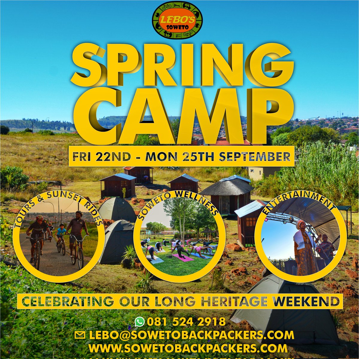 A New Season is here and what a better way to welcome it than with a Spring camp jam-packed with activities, entertainment and delicious food around the camp-fire! 🌼🏕

Themed around our Heritage Day, Leboland Campsite will be in full bloom celebrating our rich heritage!