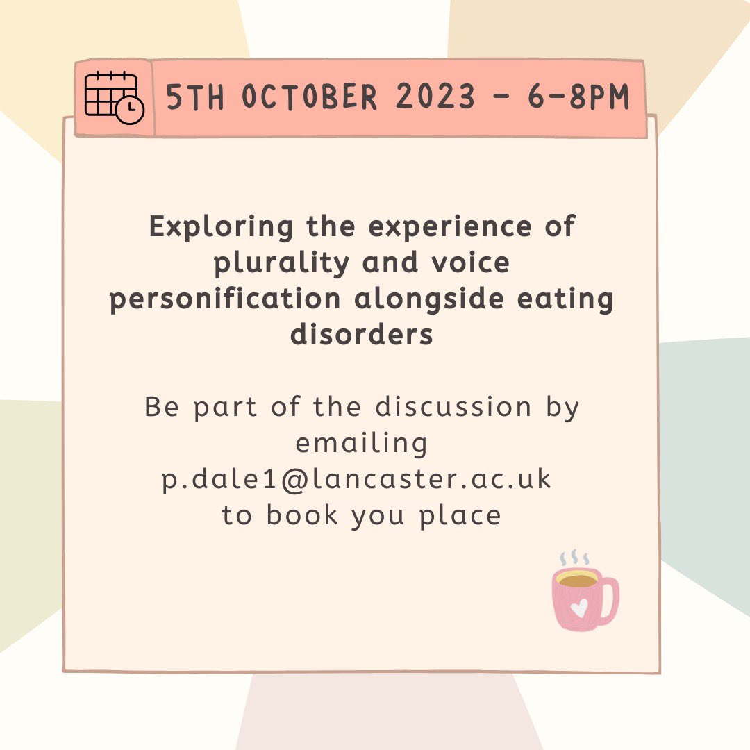 EDVStudy's tweet photo. 📣Participants needed📣 For a webinar for young women who live with #multiplicity or voice personification and an eating disorder 
See our results so far - get in touch to book your place and join the discussion💬

#plurality #eatingdisorder #PowerToThePlurals #PluralTalk https://t.co/bLCbbp0g6U