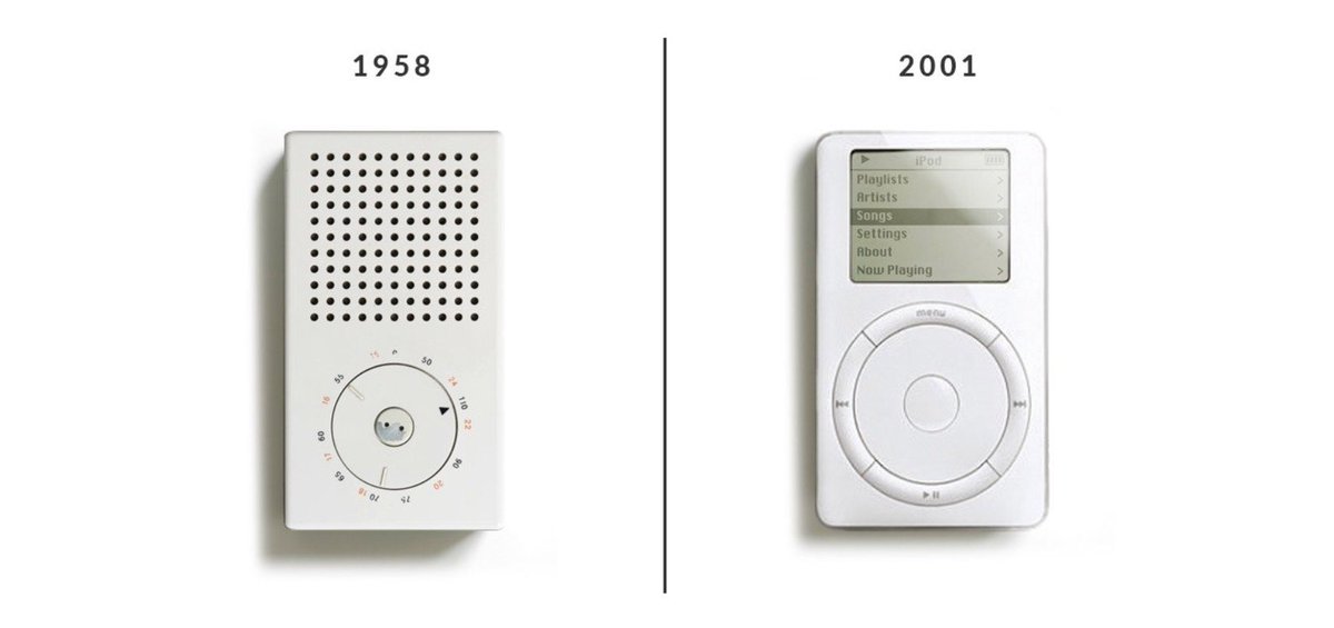 Watching the Dieter Rams documentary again. The godfather of modern industrial design. Less is better. Take a good look at pic 2, Johnathan Ives states Rams as a big influence on his original iPod. Simple clean designs, no fuss. Easy to operate, built to be used. #DieterRams