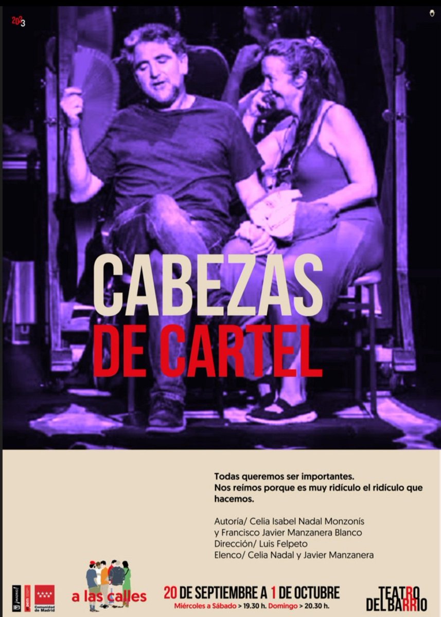 teatrobarrio's tweet photo. 😎 ¿Por qué nos atrae tanto la fama?

‼ Llega al #TeatrodelBarrio un súper éxito teatral: 'Cabezas del cartel', de #Perigallo 

🎤 Una compañía de teatro está en plena sesión de trabajo. Preparan una función que habla de ser libres haciendo lo correcto. https://t.co/YXs5pSO0Us