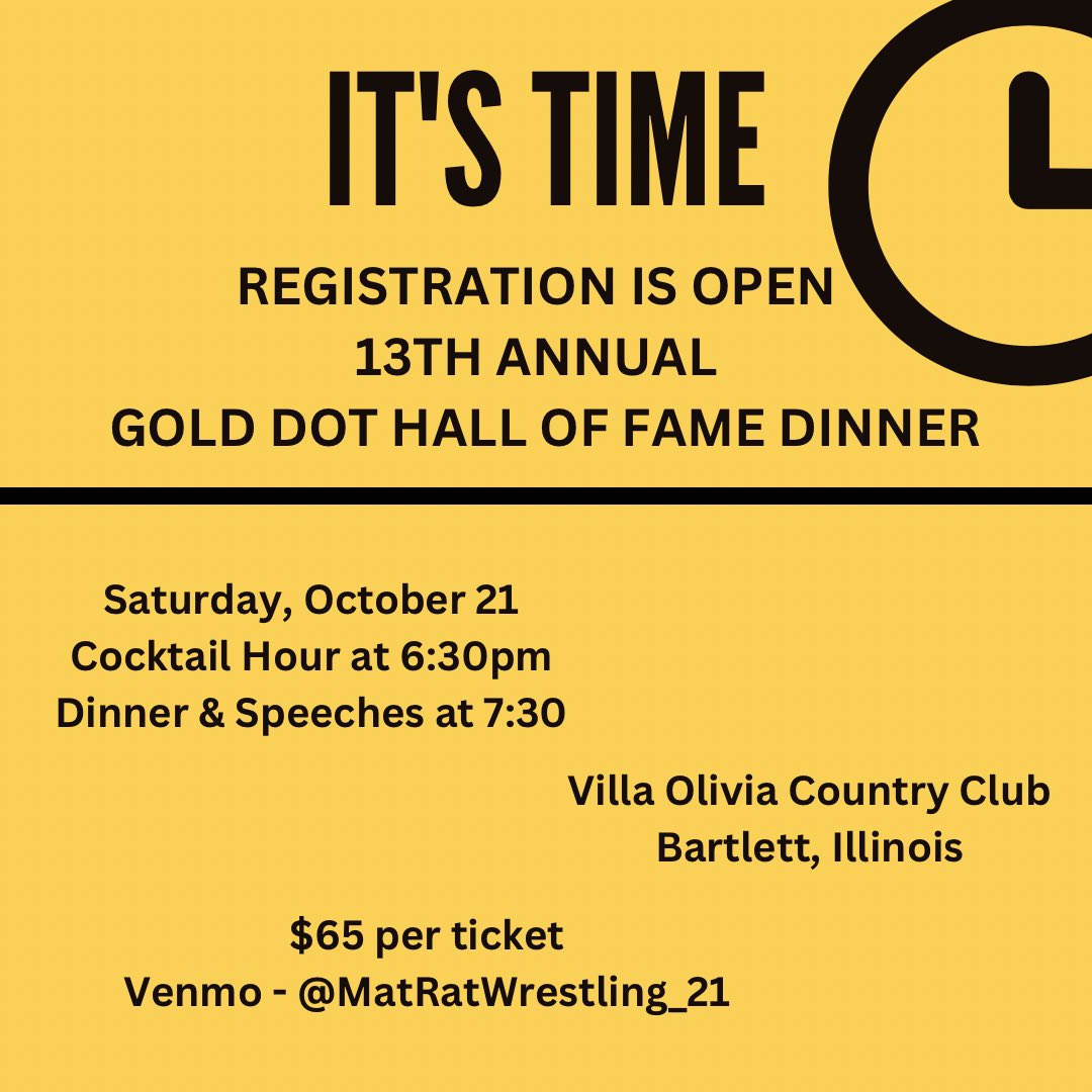 Gold_Dot_1968's tweet photo. Registration is OPEN!! 

If you are buying multiple tickets - please list the names of those you are buying tickets for the ‘What’s this for’ section of Venmo. 

If you would like to pay by check/cash or have any other questions please contact Lisa Kradle at lisa.kradle@gmail.com https://t.co/KCIqPH47kd