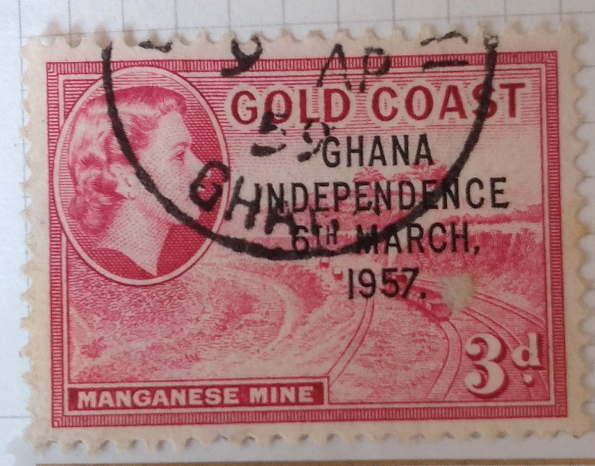 DavidHenningham's tweet photo. A 🧵 of postage stamps issued by states that were either short-lived or have ceased to exist. 

1. Gold Coast, a British Colony from 1821. This stamp was overprinted for use by independent Ghana in 1957.

136 years https://t.co/8WKEkWtXOM