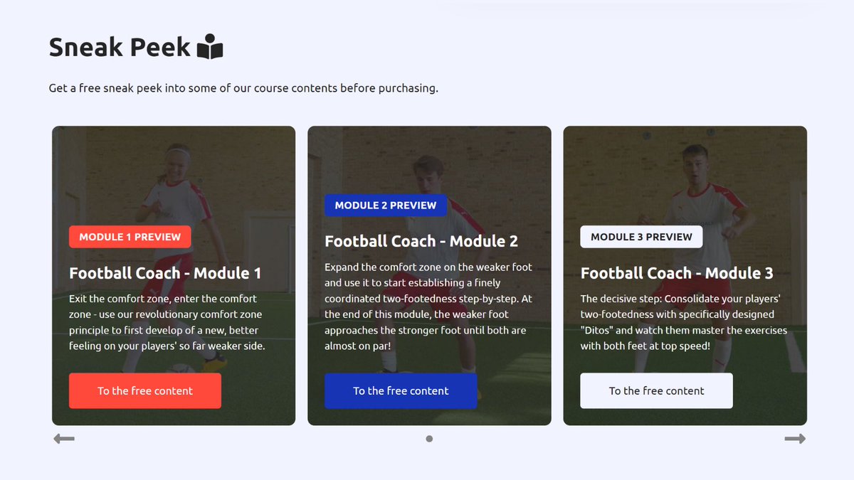 COGNIGOALS's tweet photo. 🔥🎯⚽ Try for free today! 
Dive into COGNIGOALS learning materials, like exercise videos and descriptions, before buying. Just sign up on our site https://t.co/PC51yegqtk. After registering, access 'sneak peek' content for all 3 Football Coach Level 1 modules under 'My Courses.' https://t.co/1557WVXMng