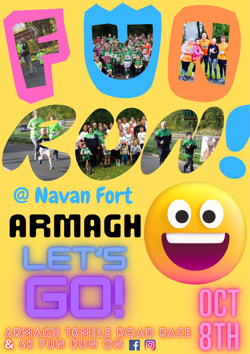 Armagh10miler's tweet photo. Our 6k Fun Run is open to all the family so why not make up a team and make it a day to remember! π #running #armagh #ulster #nireland #athletics #navanfort https://t.co/eFV0CYzPy9