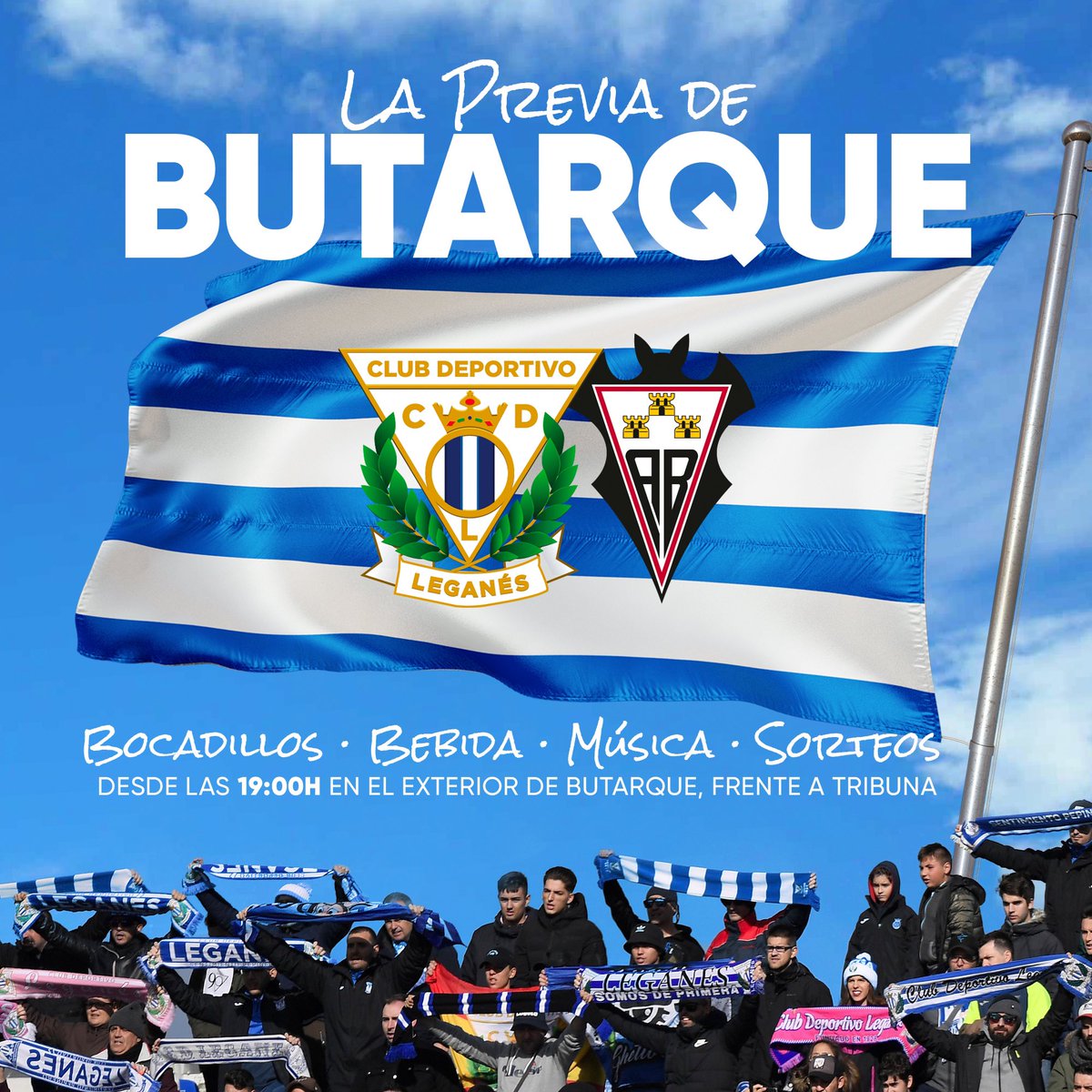 CDLeganes's tweet photo. 🍺🎶 ¡Mañana os esperamos en la #PreviaDeButarque con el mejor ambiente!
😎 Disfruta en los exteriores de Butarque antes del #LeganésAlbaceteBP. https://t.co/MXfy4H4pms