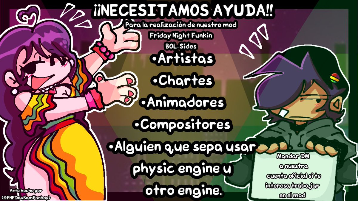 Anuncio importante
Se busca urgentemente a gente para trabajar en nuestro mod!!Gracias @FNFDavBamFanboy por el arte :v.
<a href="/FNFNewsAnnounc1/">FNF News</a> <a href="/FNFnewsespanis/">⭐️FNIS ****** ☕️</a> <a href="/FNFNewsEsp/">FNF News Spanish</a> #Bolivia #fnfmod #fridaynightfunkinmod #fridaynightfunkin