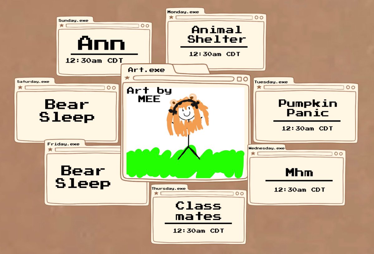 LunarB0ear's tweet photo. Schedule!! 27 - 31 of August
TAGS:
General:#lunarbear
Art;#beART
Live:#lunarlive
Assets: #bearASS
Meme.#funnybear
Thumbnails: #bearthumb
Clips: #bearclips
#Vtuber #VtubersEN #VtuberSupport https://t.co/AcJKX0rfvL