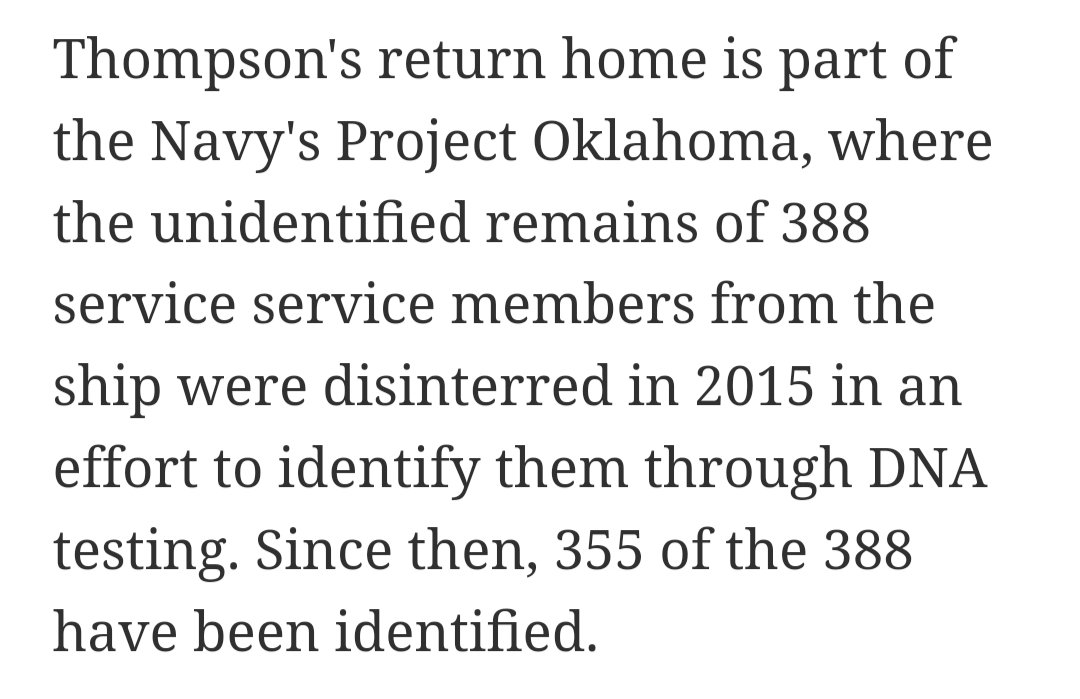 #PearlHarbor sailor, Ship’s Cook 1st Class Clarence Thompson, who died while serving on the #USSOklahoma during infamous Dec 7, 1941 attack that ignited the U.S. entrance into #WorldWarII is finally returned home to #Louisiana for a #hero's burial
 
shreveporttimes.com/story/news/202…