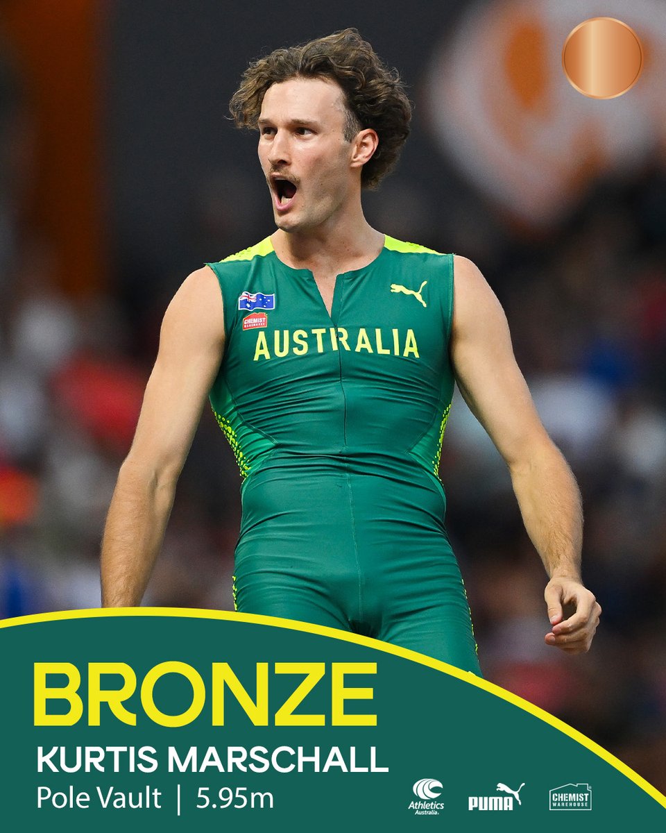 POLE VAULT NATION 🇦🇺🥉🤝 It's a brilliant bronze for Kurtis Marschall who soars to the competition of his of his LIFE, nailing an equal PB of 5.95m to share bronze with the USA's Chris Nilsen. Kennedy 🥇🥉. Marschall 🥉. Hooker 🥇. Markov 🥇🥈. Grigorieva 🥉. #ThisIsAthletics