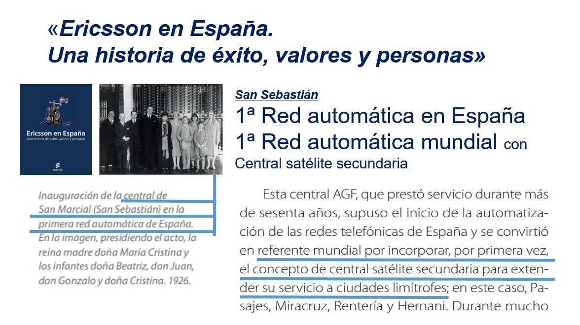 AAH2017's tweet photo. #GranTrabajo @historiatelefon ❤️
En efecto, la primera central automática no fue San Marcial en San Sebastián. La red de San Sebastián fue la 1ª Red automática en España y la 1ª Red automática mundial con Central satélite secundaria. https://t.co/1sfnmsLgHw