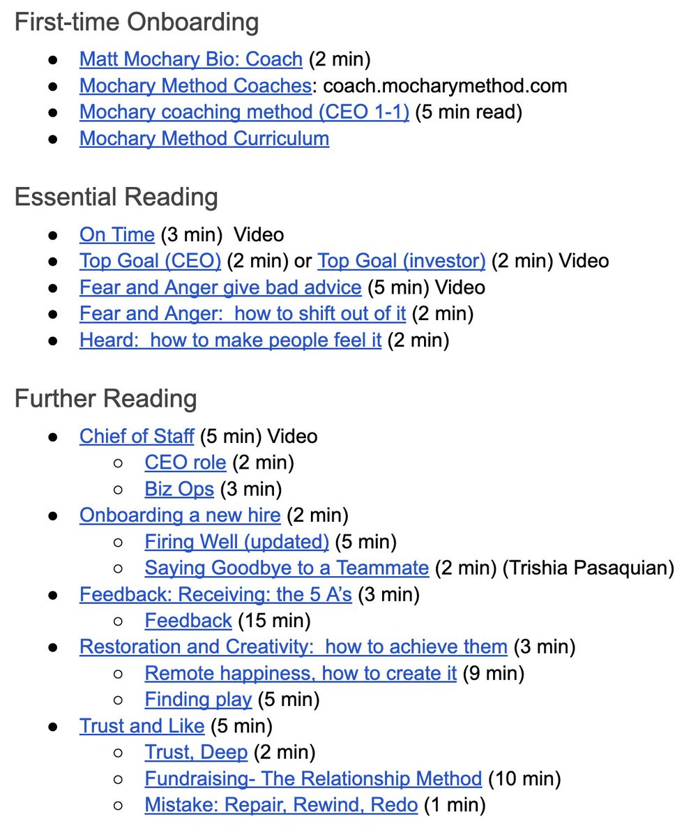 Matt Mochary is a Silicon Valley legend. He's coached the founders of OpenAI, Notion, Rippling, Robinhood, Coinbase, Reddit, @naval, and many others. His entire course is open-sourced, even the templates. Here's a link 👇 docs.google.com/document/d/18F…
