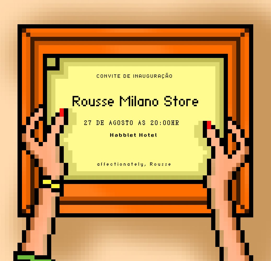 ✨Nesse domingo 27/08 as 20:00hrs vai acontecer a inauguração da sede oficial da Rousse no @MeuHabblet para a entrega do emblema oficial da marca, você não pode ficar de fora!
Te espero lá.
Com locução da @HabbletDreams e sorteio de raros.

#RousseHabblet #Habblet #Altacostura