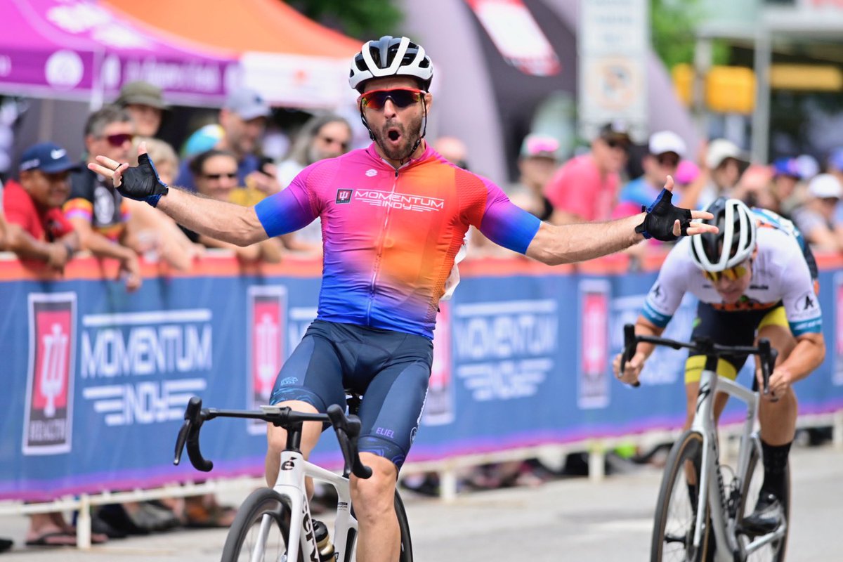 momentumindy's tweet photo. That finish line feeling. 🚲

@IU_Health | #MomentumIndy https://t.co/4fgJkaPReo