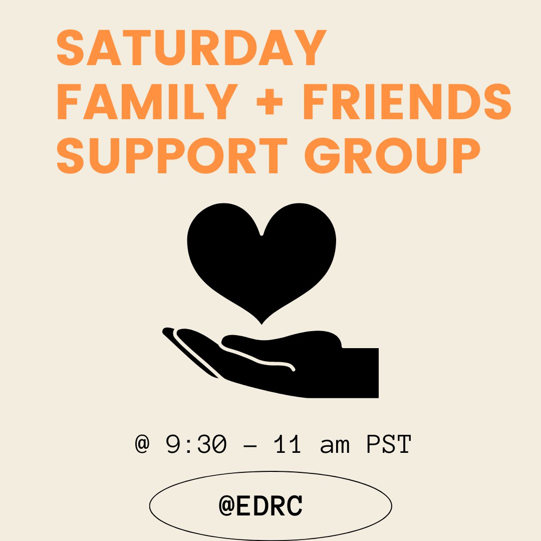 Do you know and love someone who has an eating disorder?

Please join EDRC's free, online support group for Family and Friends of those with disordered eating on Saturdays, 9:30am - 11am PST. Link to register in the description.