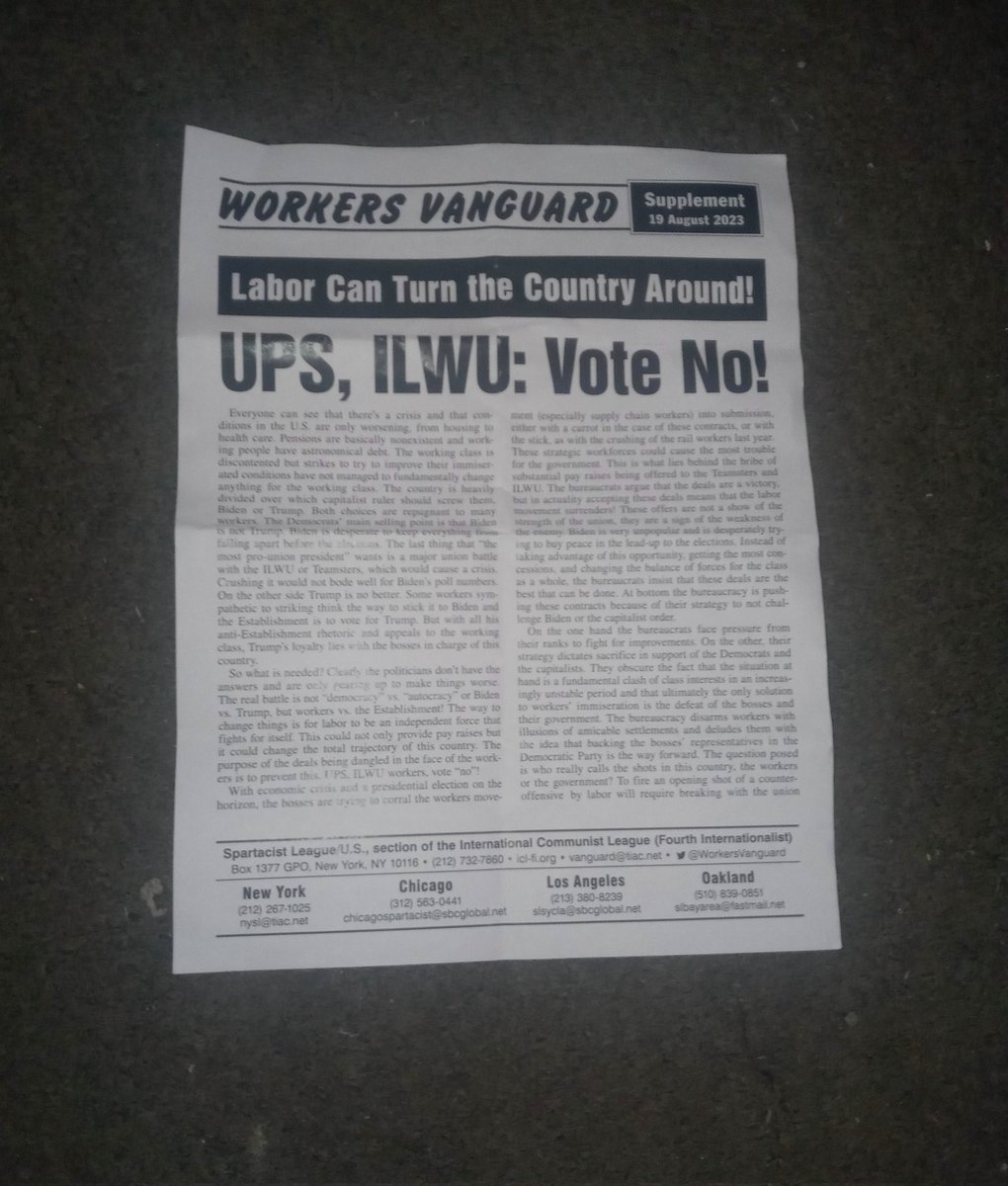BrJoeBalkis's tweet photo. The sparts were also @ jeff st ups handing out flyers on 8/22/23. The flyer calls for a #VoteNo on the #upsContract, criticizes reformist orgs &amp; the #demonrat party &amp; ect https://t.co/z3WlIdh4kH
