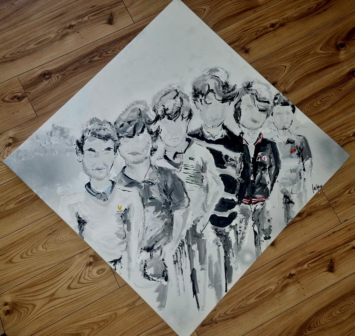 ArtLargeys's tweet photo. Celebrating a shift in fashion and culture with this 100 x 100cm canvas. Painted at an angle to represent the change and can be hung various ways_  'The Freddie Boys' if you know you know.. #topayistofail 😉 https://t.co/RiMskxoPO4