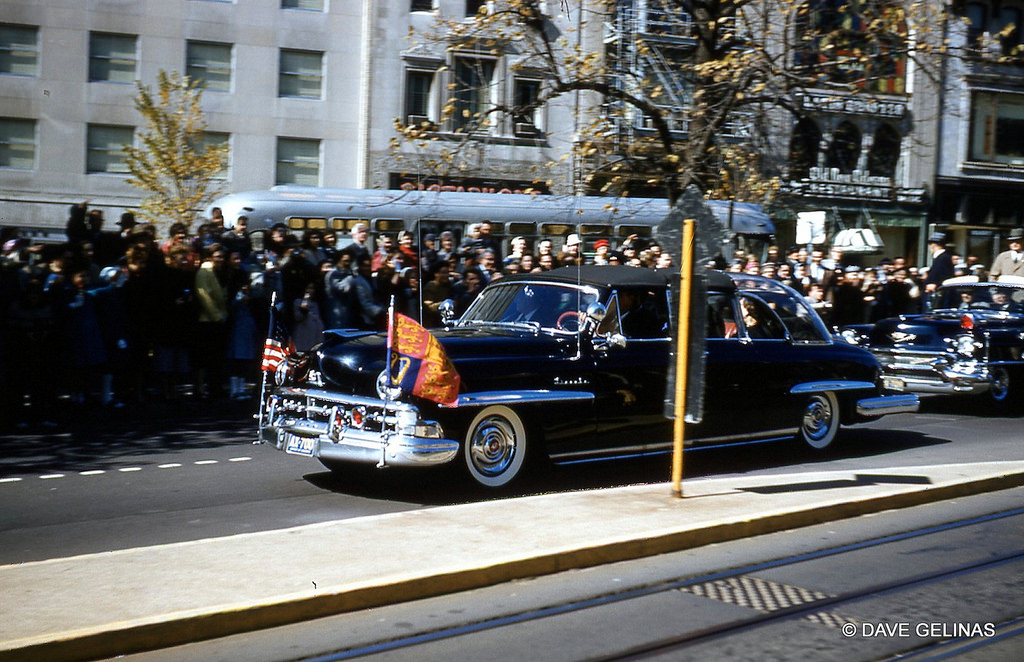 Автомобильный кортеж президента США. 1950г.