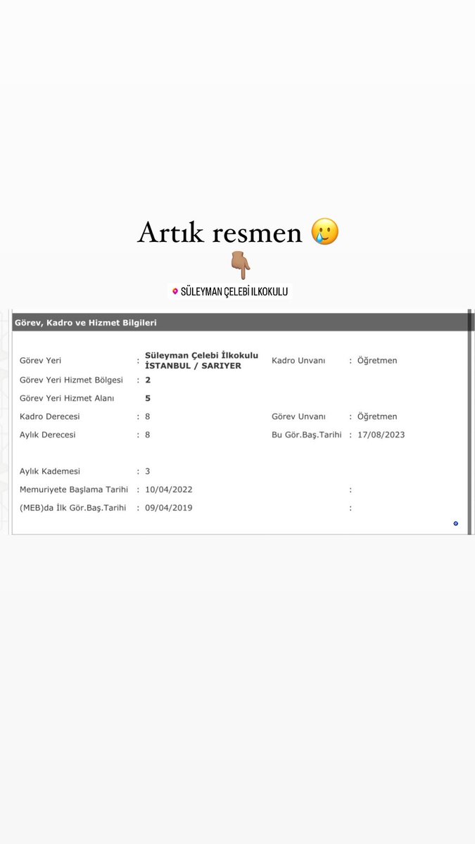 Kendi okuduğum ilkokulumda görev yapacak olmamın mutluluğu…🙏🏽