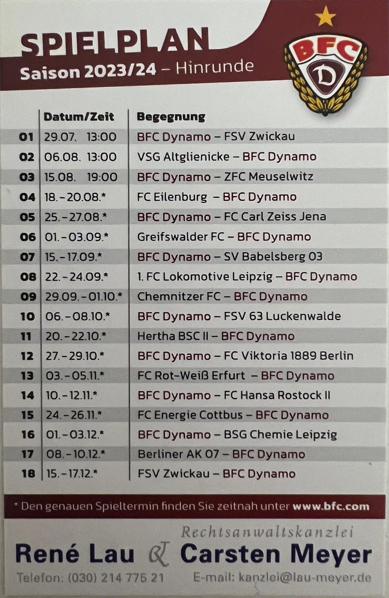 renelauberlin's tweet image. Im #Programmheft des Herzensvereins @BFCDynamo 

#fananwalt #beimfananwalt #bfc #bfcdynamo