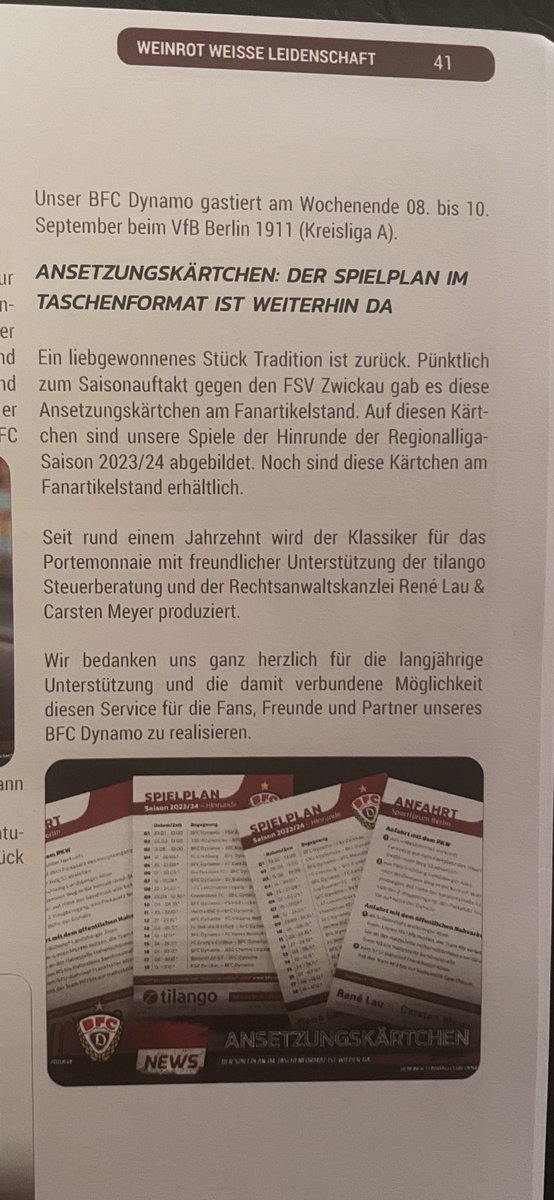 renelauberlin's tweet image. Im #Programmheft des Herzensvereins @BFCDynamo 

#fananwalt #beimfananwalt #bfc #bfcdynamo