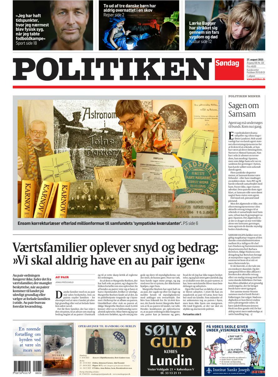 politiken's tweet photo. Au pair-ordningen fungerer ikke, lyder det fra værtsfamilier, der mangler beskyttelse, når au pairer kommer til landet på ulovligt grundlag eller vælger at forlade familien i utide. #dkmedier og #tomorrowspaperstoday https://t.co/xSZjGFZPIZ