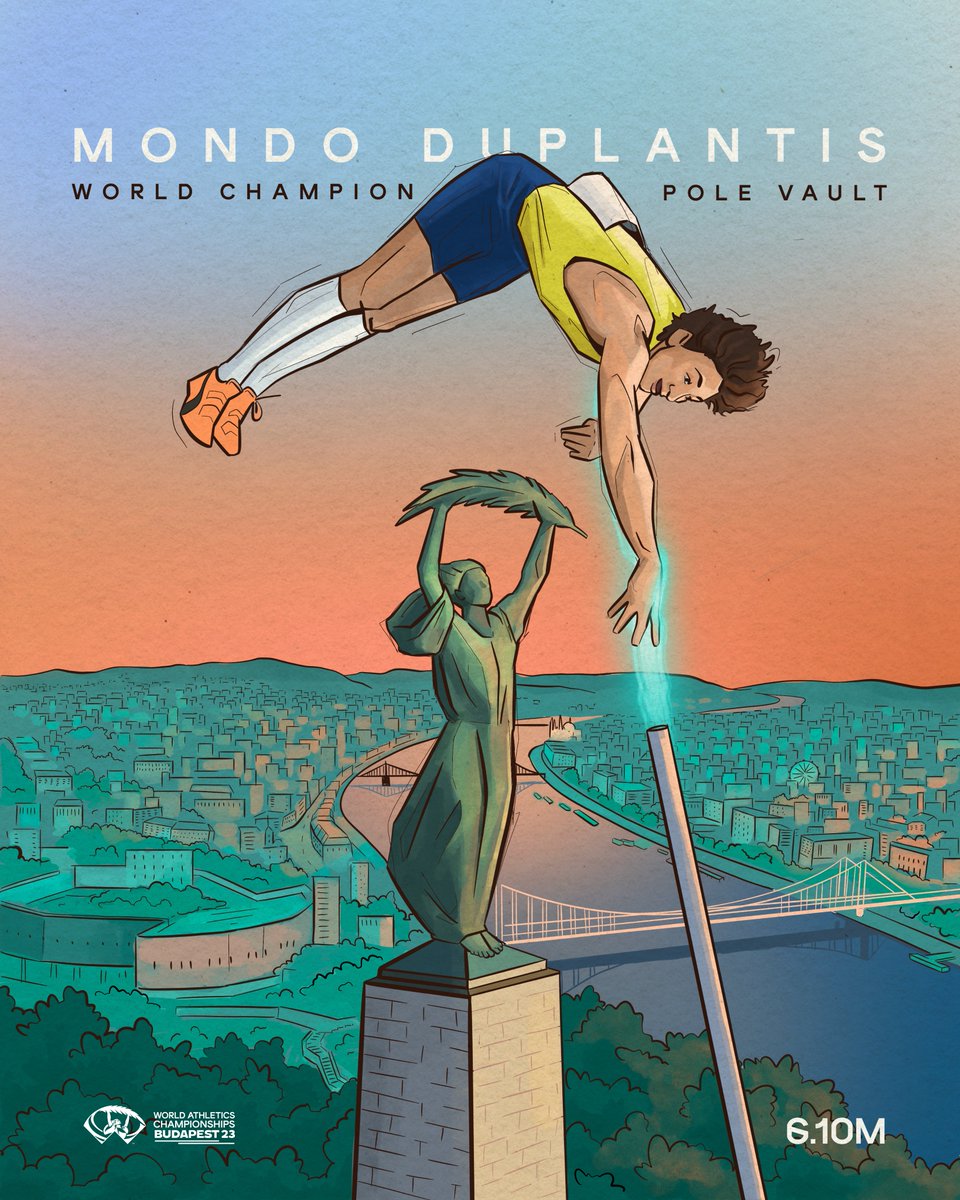Double world champion 👏

<a href="/mondohoss600/">Mondo Duplantis</a> becomes the pole vault king again as he defends his title in the best pole vault competition in history with 6.10m 👑

#WorldAthleticsChamps