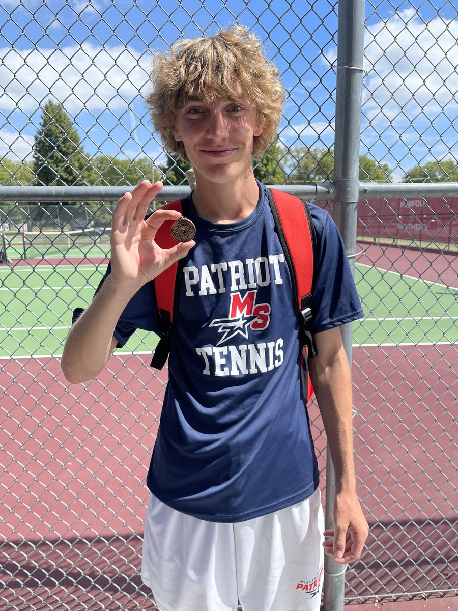 MSPatriotTennis's tweet photo. Norfolk JV Invite Results:

1S Zach Wiegman, 3rd place 🥉 
2S Logan Blue, 5th place
1D Jack McAdams/Brady Wilde, 4th place
2D Vince Ingram/Hayden Poston, 4th place

Great job today, guys! #DMGB @MSHSactivities https://t.co/g4VfSWYsXJ