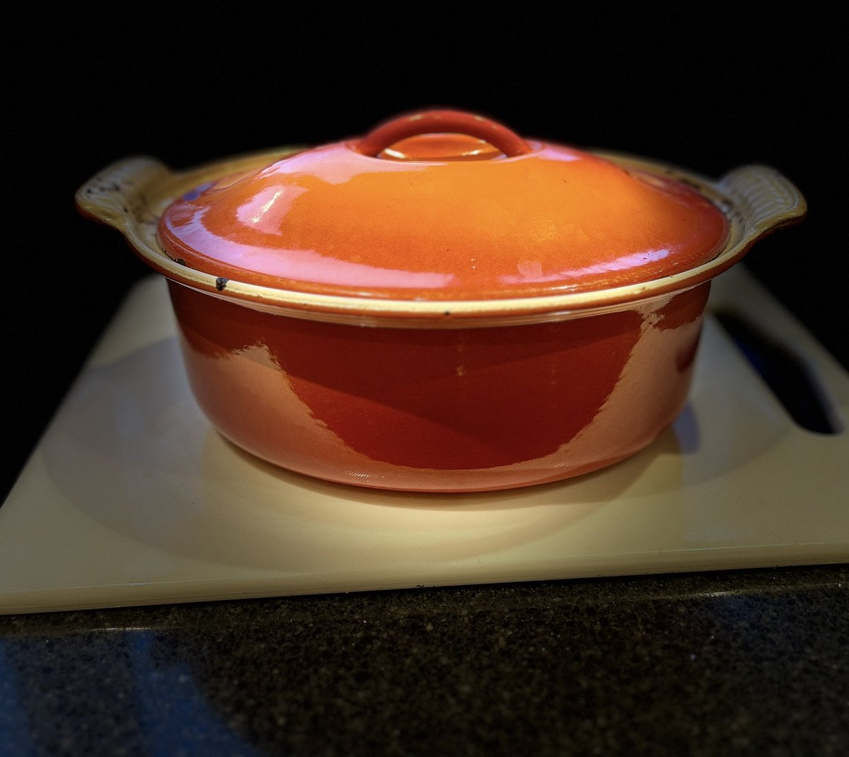 Inside is a delicious Massaman curry .. but just look at this casserole dish! It’s 35 years old !! And perfect .. <a href="/Lecreuset/">Le Creuset</a>  #LoveCooking #healthy #lifestyle #HeartHealth Look after your pots - look after your #Health