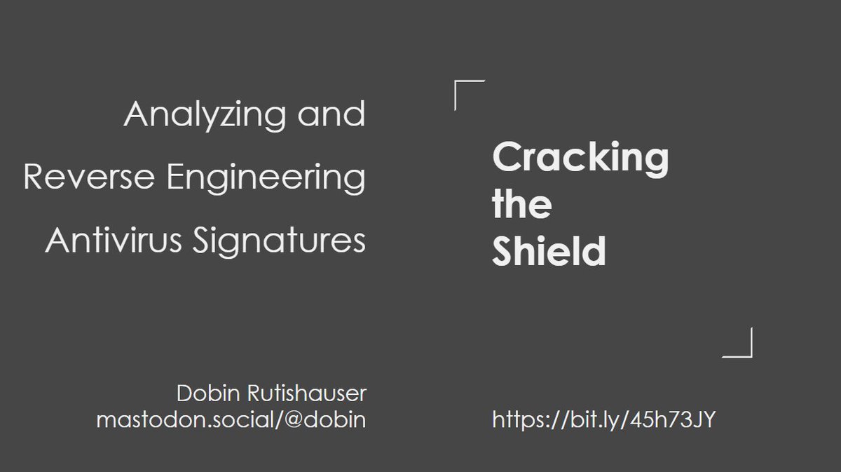 blackstormsecbr's tweet image. (recommended reading for threat hunters)

Analyzing and Reverse Engineering Antivirus Signatures

docs.google.com/presentation/d…

#threathunting #infosec #informationsecurity #yara #cybersecurity #antivirus #reverseengineering #blueteam
